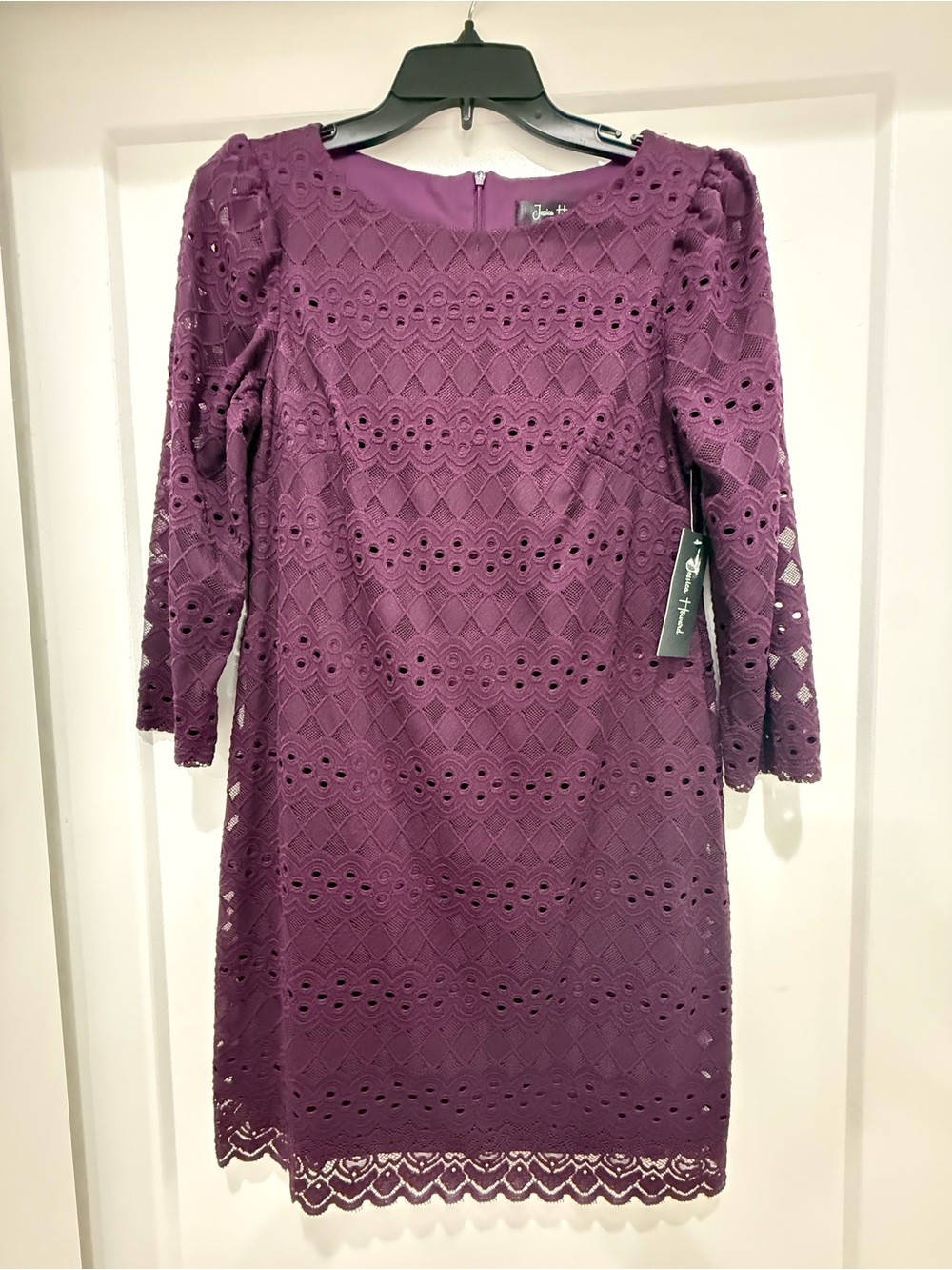Jessica Howard Plum Lace Long Sleeve Sheath Dress